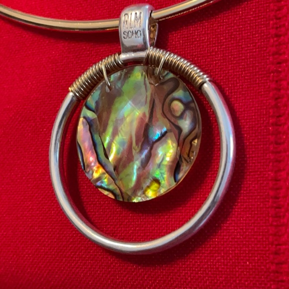 ROBERT LEE MORRIS GOLD SILVER TONE ABALONE WIRE CHOKER NECKLACE NWT - Picture 1 of 15